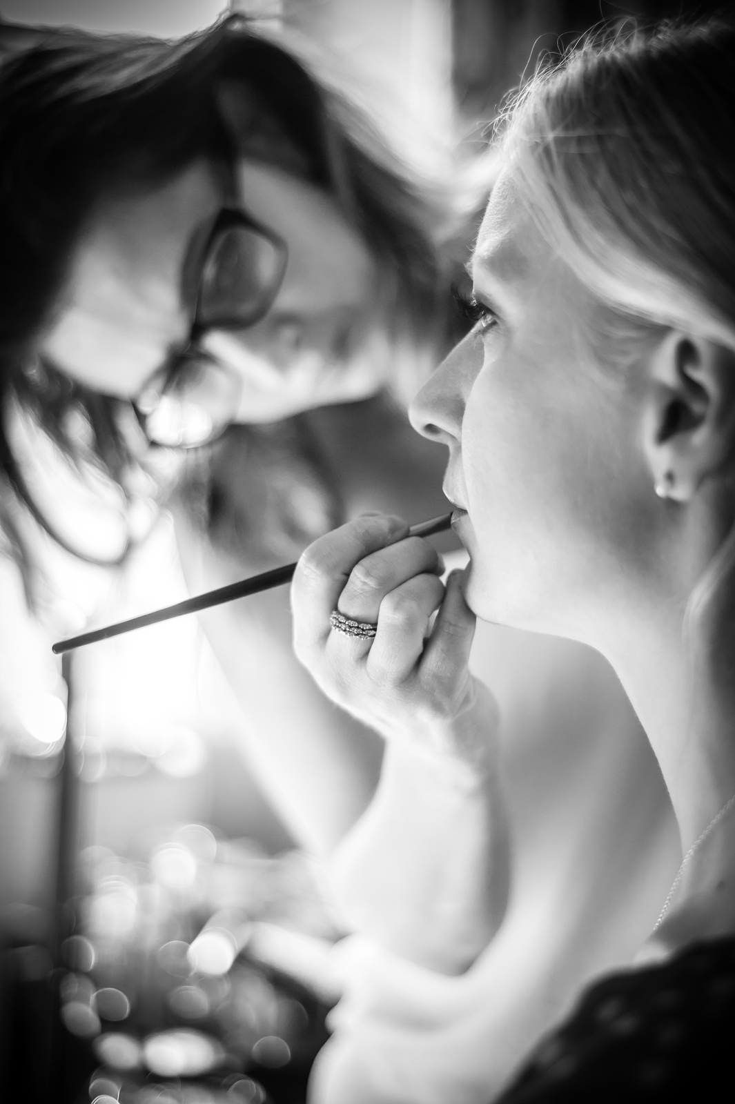 Mel England applying natural makeup at her Harrogate studio